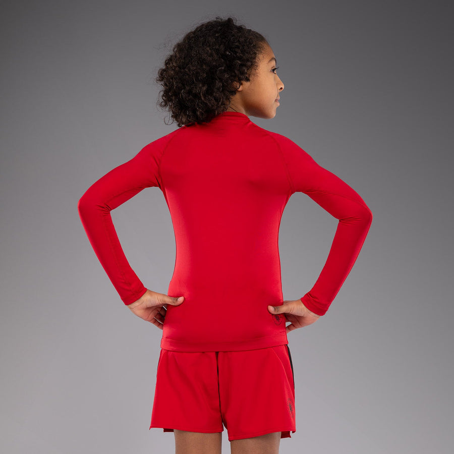 Venum Contender Kids Rashguards Long Sleeves - Cherry Red