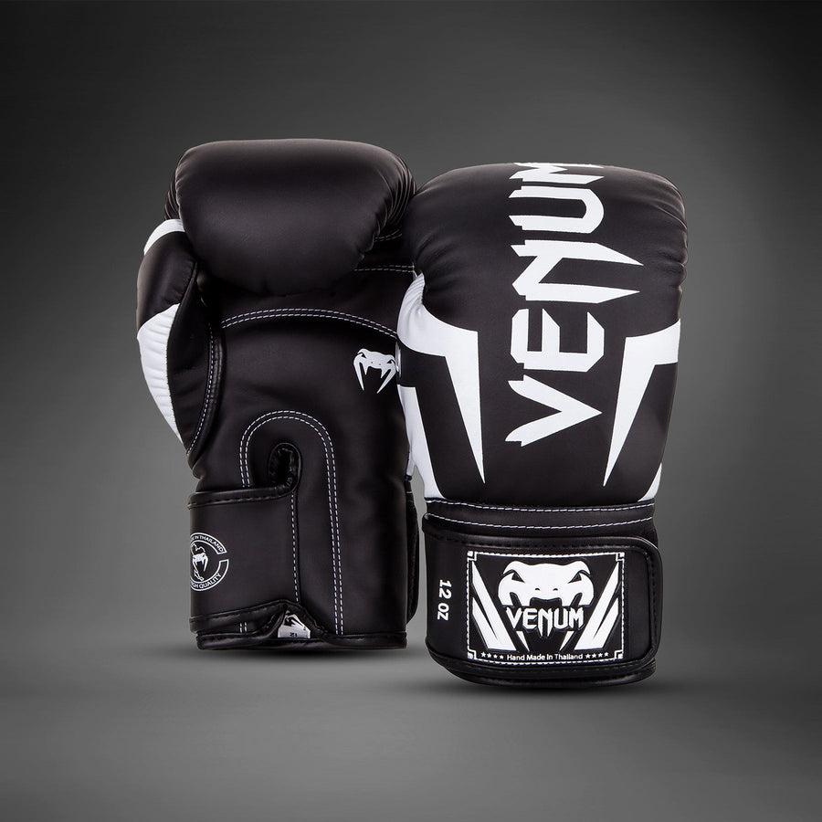 Venum Elite Boxing Gloves - Black/White — product view 2