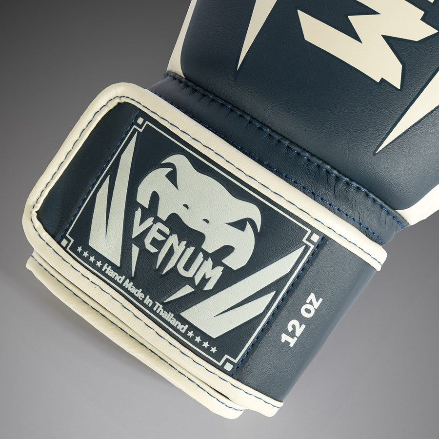 Venum Elite Boxing Gloves - White/Navy Blue — product view 4