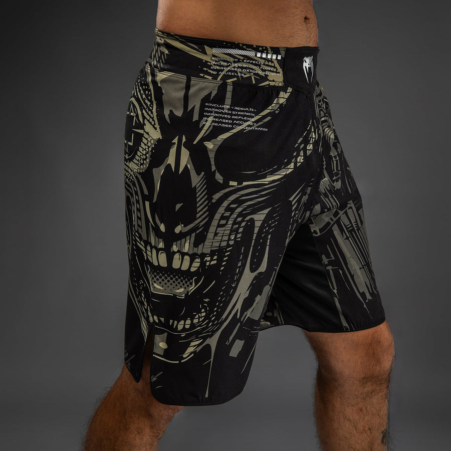 Venum Invader Fight Shorts - Black/Sand — product view 4