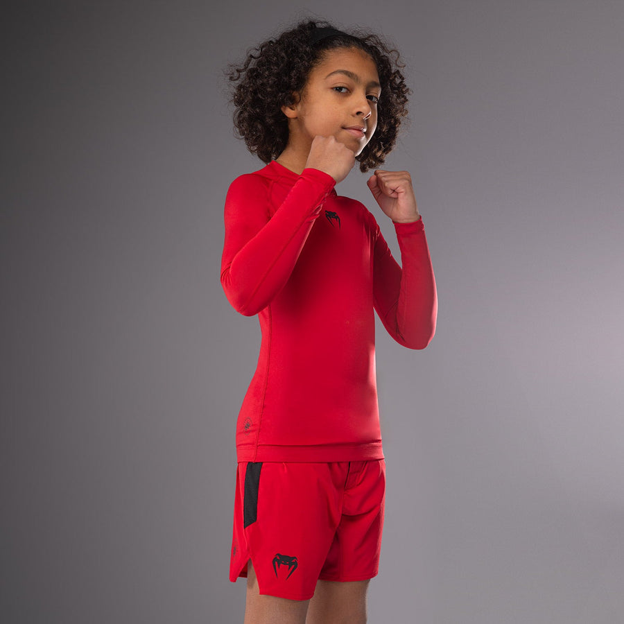 Venum Contender Kids Rashguards Long Sleeves - Cherry Red