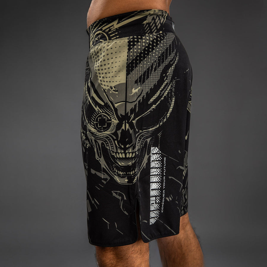 Venum Invader Fight Shorts - Black/Sand — product view 3