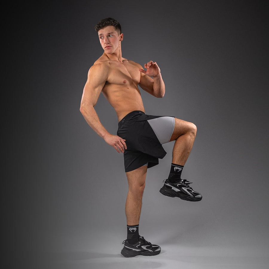 Venum Lazer Hybrid Training Shorts - Black/Grey — product view 7