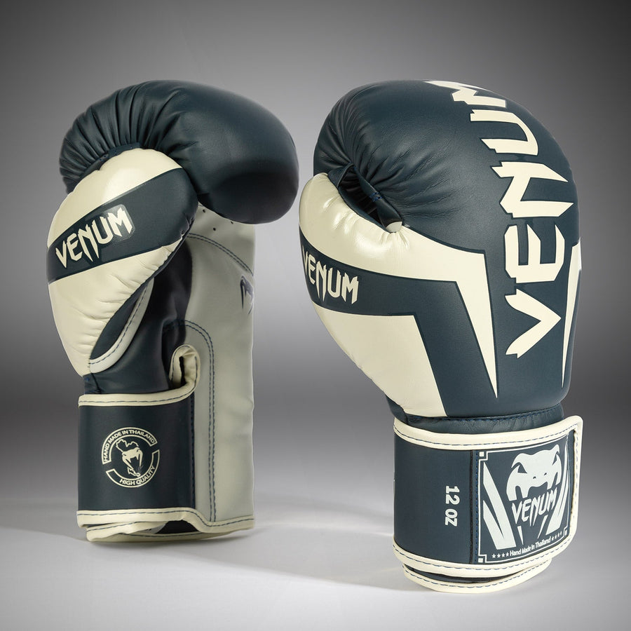 Venum Elite Boxing Gloves - White/Navy Blue — product view 2