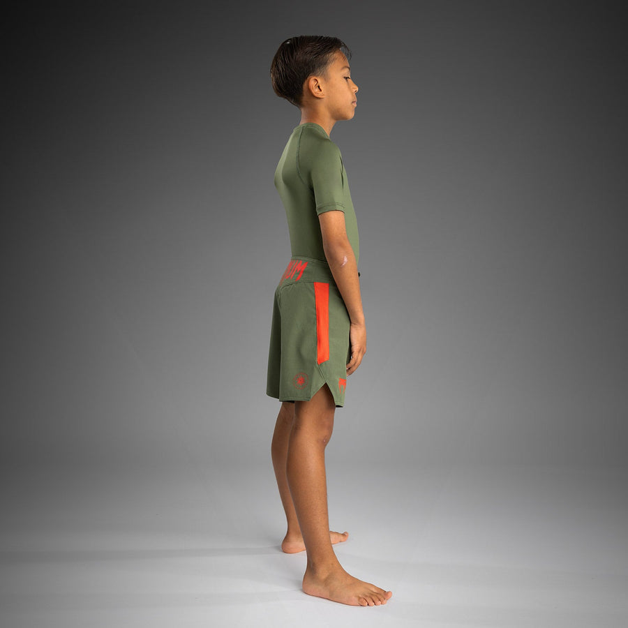 Venum Light Kids Fightshorts - Army Green/Orange