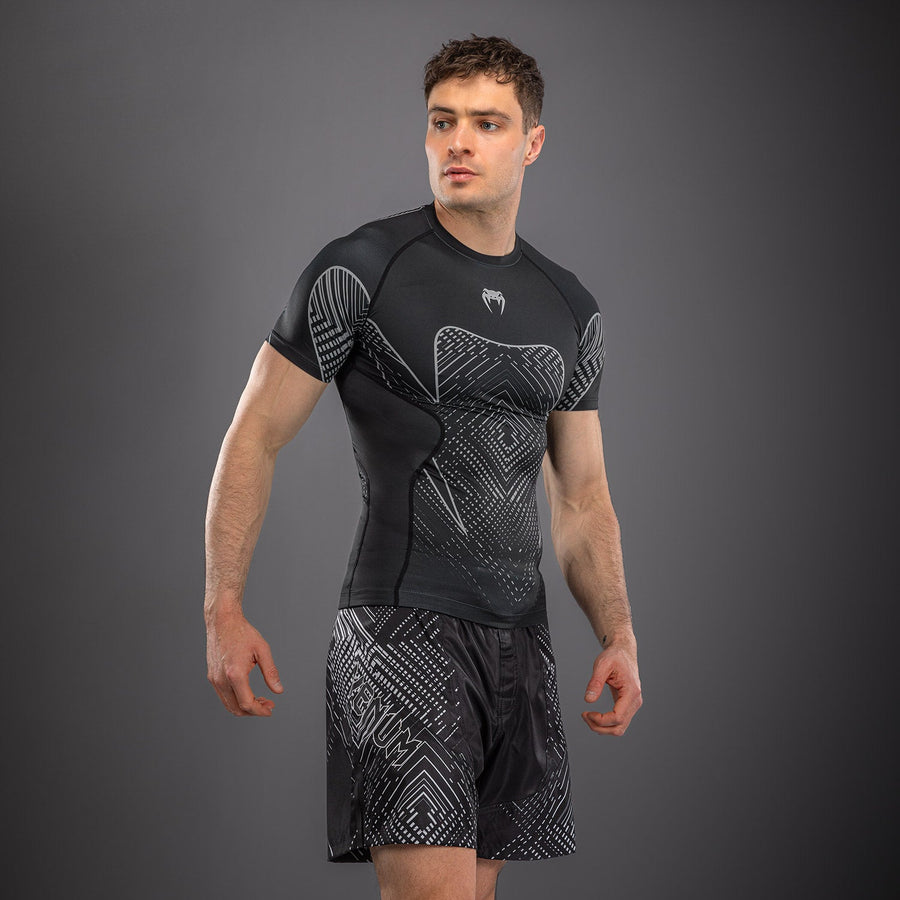 Venum Midnight Fury Short Sleeve Rashguard - Black/Grey/Silver — product view 2