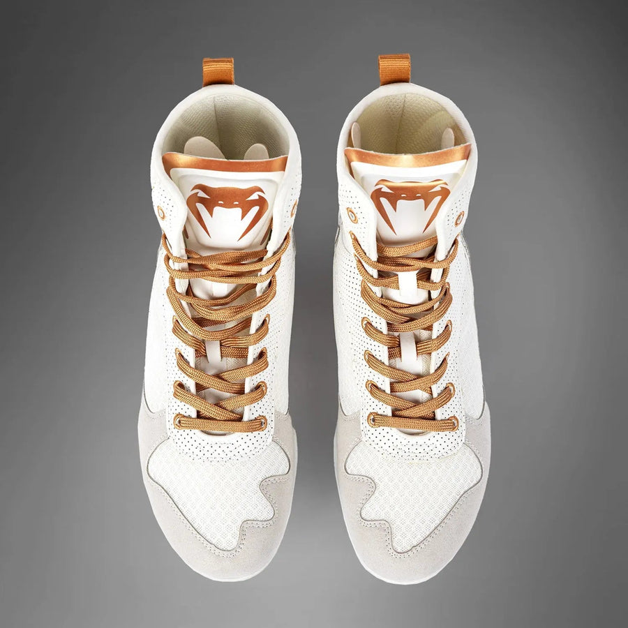 Venum Elite Boxing Shoes - White/Gold detail