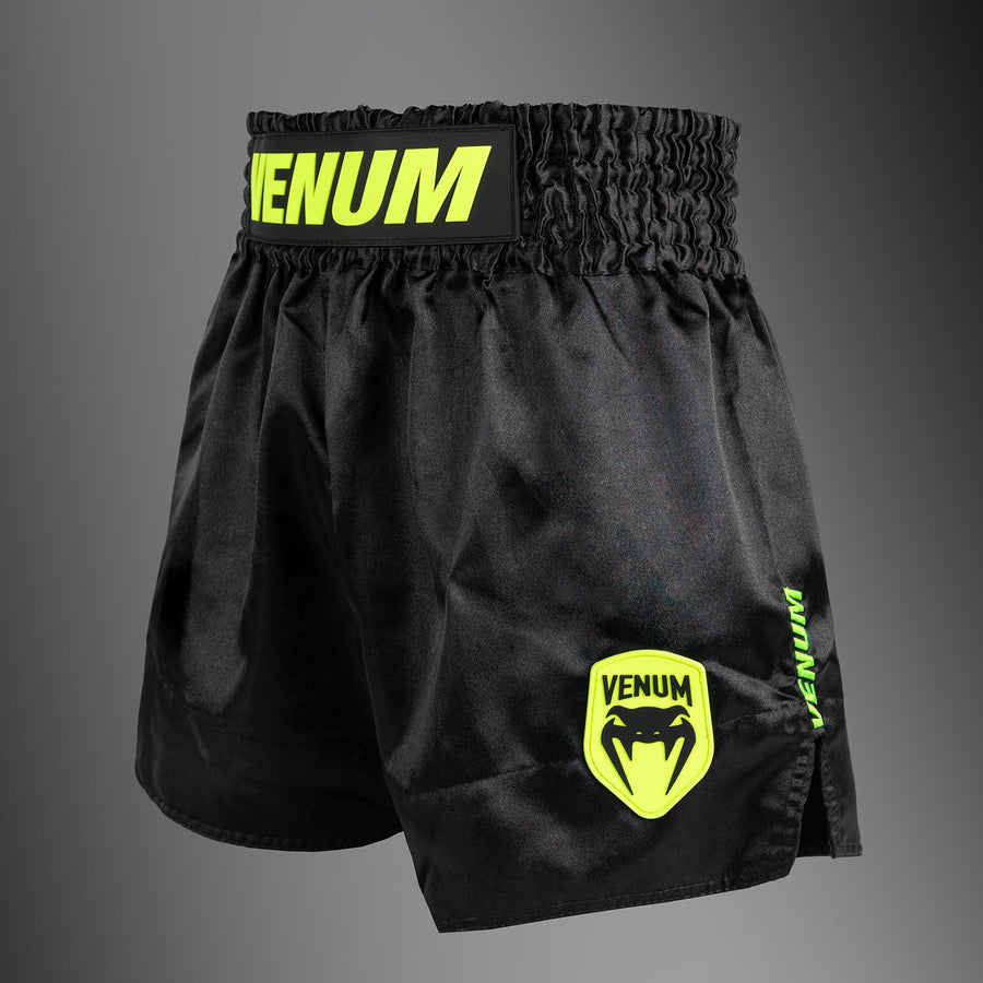 Venum Classic Evo Muay Thai Shorts - Black/ Neon Yellow — product view 2