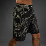 Venum Invader Fight Shorts - Black/Sand — product view 4