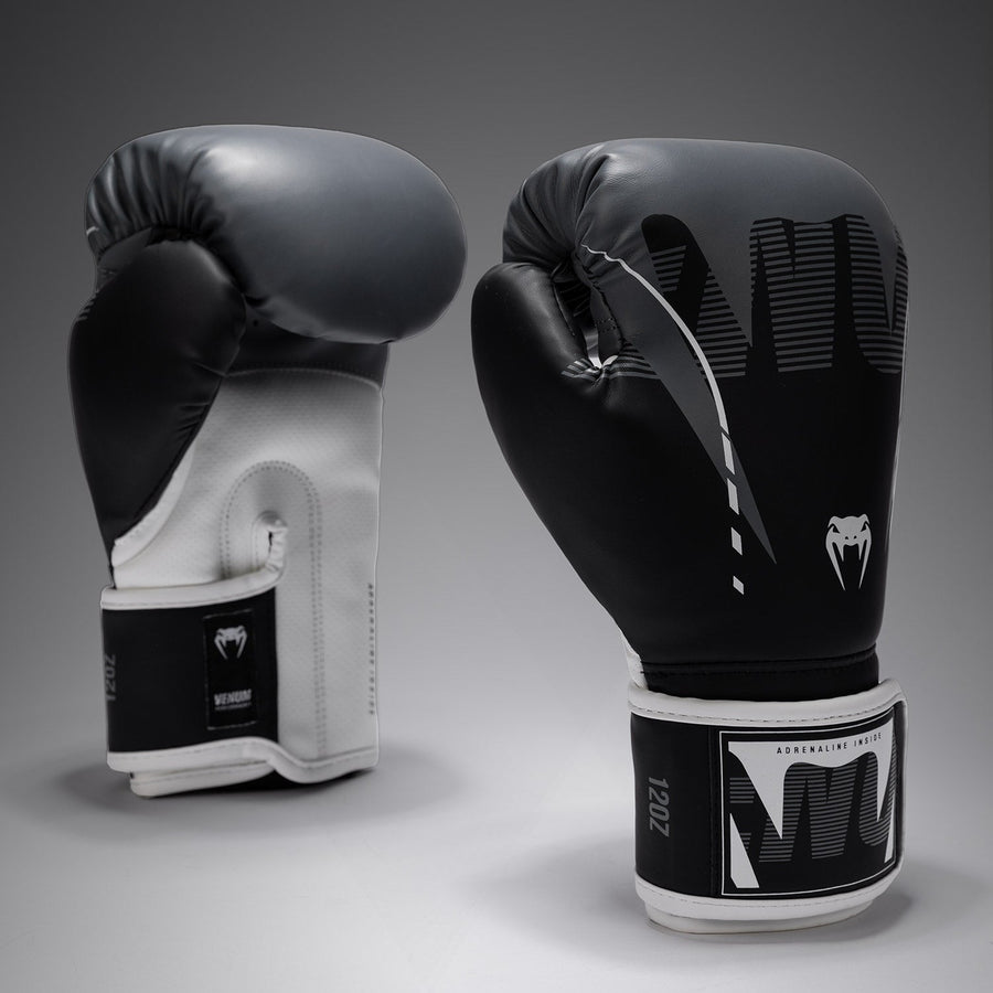 Venum Adrenaline Boxing Gloves - Black/Silver Grey — product view 2