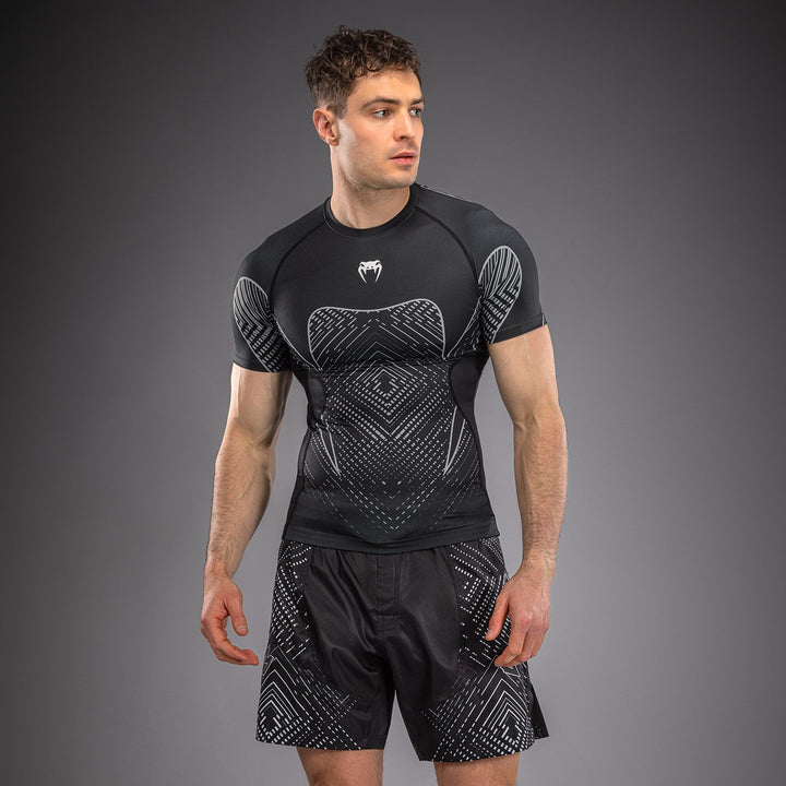 Venum Midnight Fury Short Sleeve Rashguard - Black/Grey/Silver