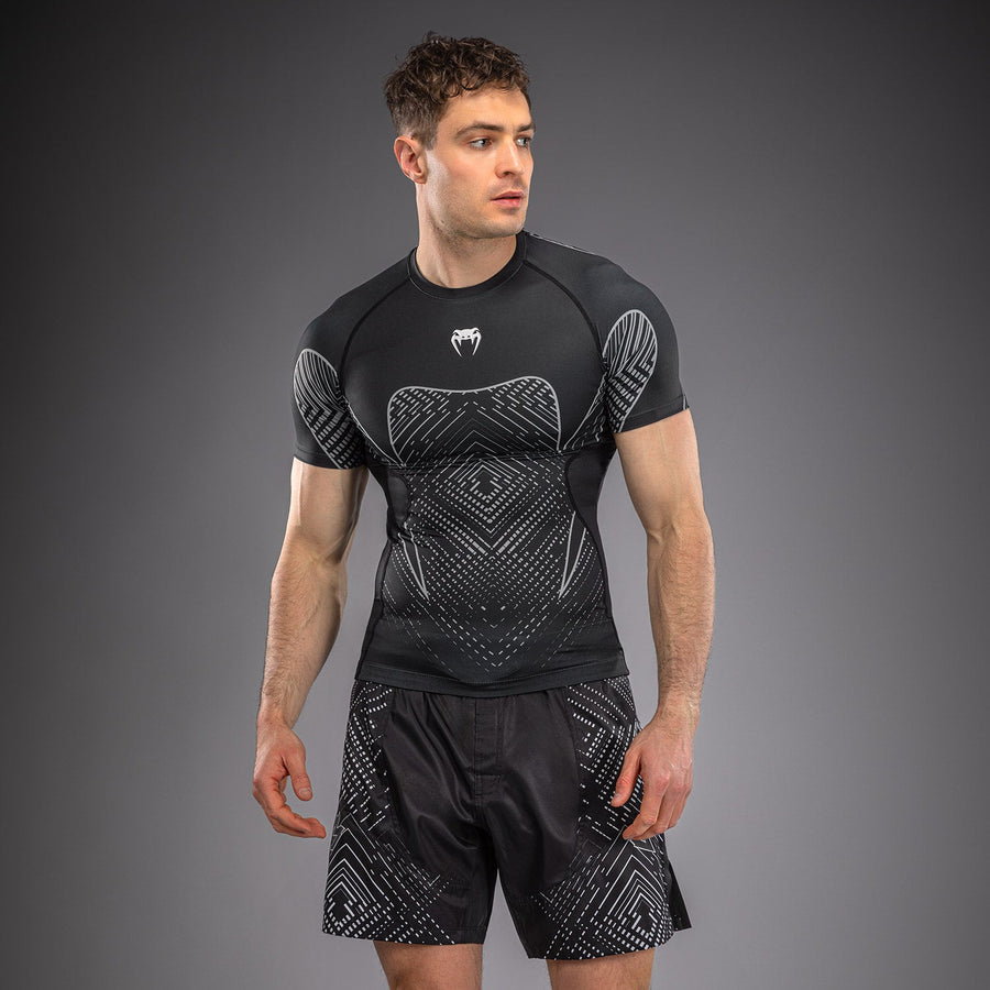 Venum Midnight Fury Short Sleeve Rashguard - Black/Grey/Silver