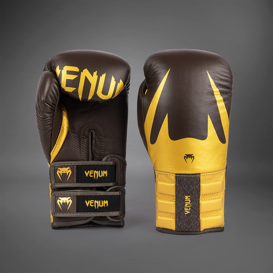 Venum Reverso Boxing Gloves - Chocolate/Gold