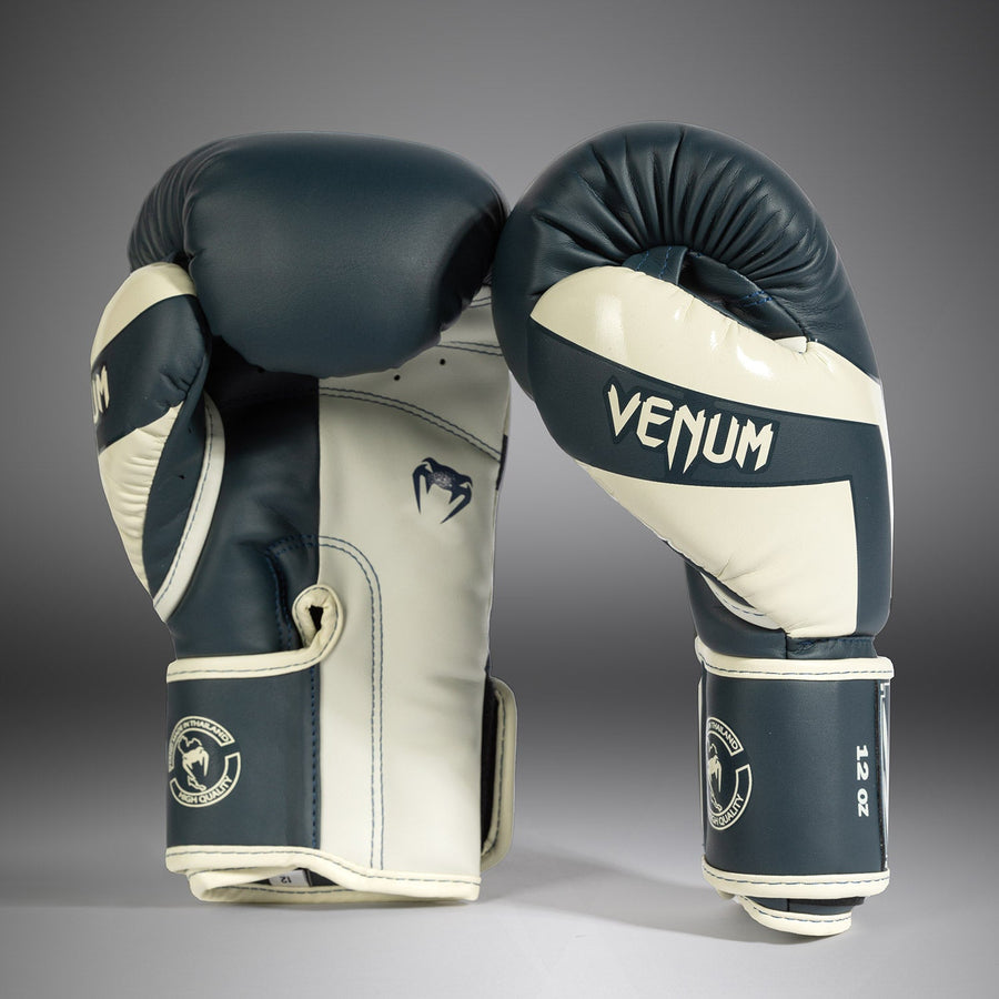 Venum Elite Boxing Gloves - White/Navy Blue — product view 3